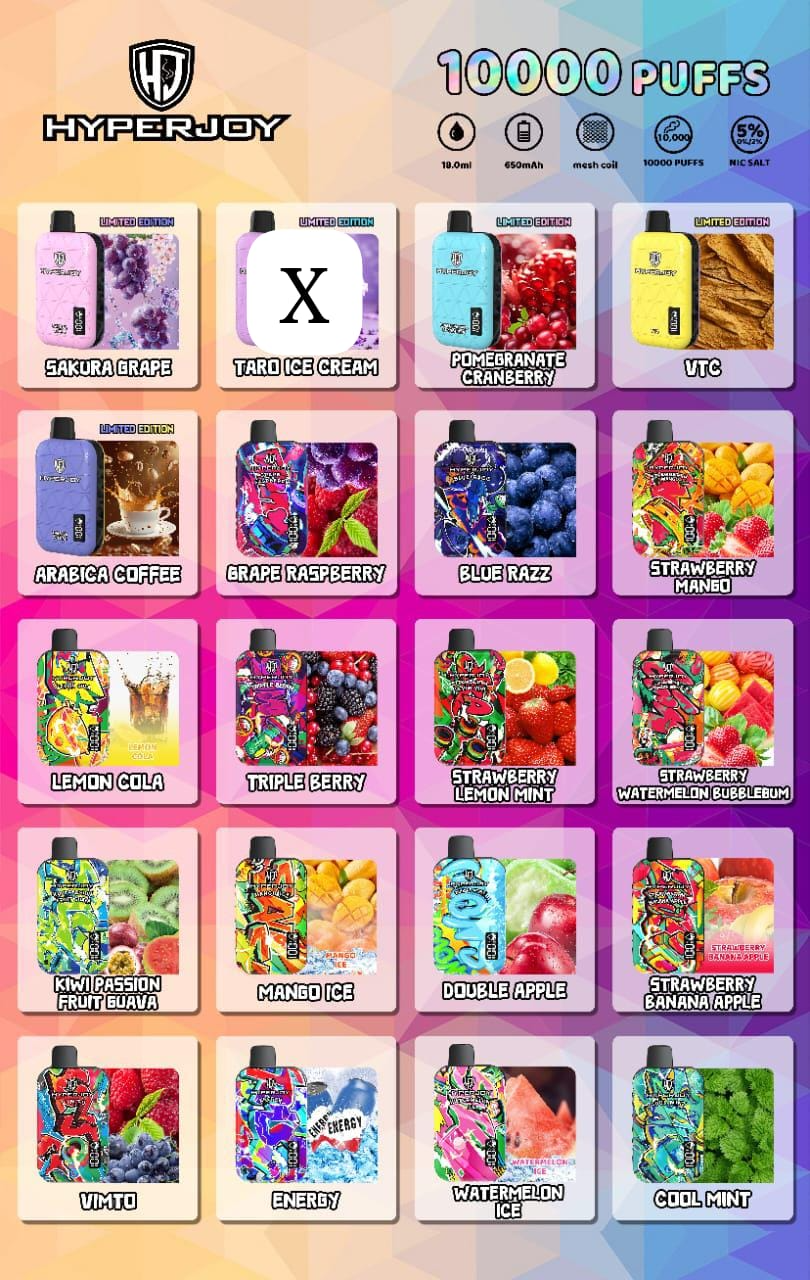 Hyperjoy 10000 Puffs Disposable Vape | Available in 25 Flavors