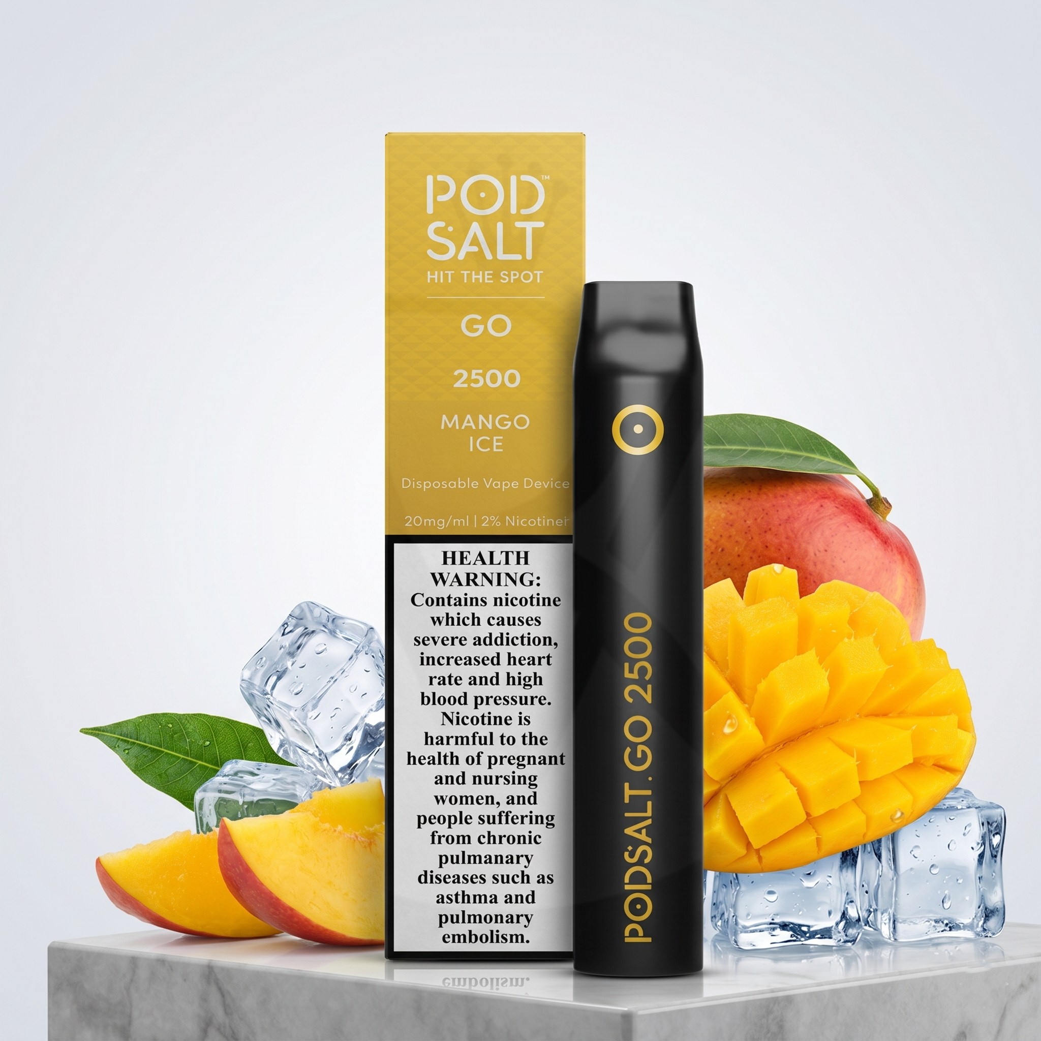 Pod Salt Go 2500 Puffs Mango Ice Flavor Disposable Vape
