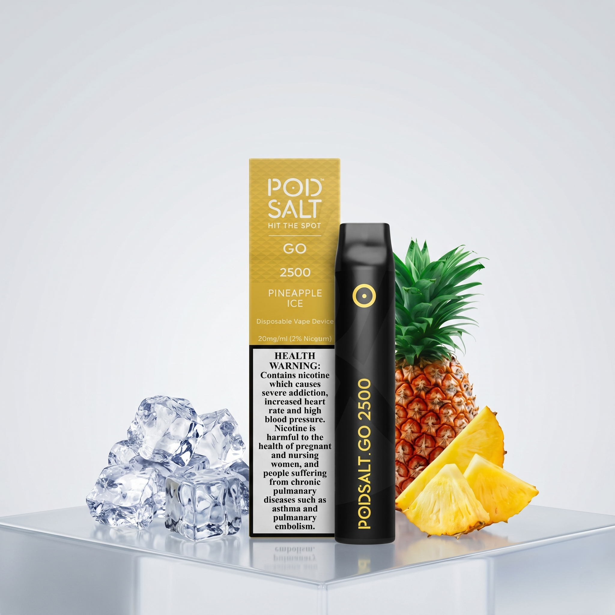 Pod Salt Go 2500 Puffs Pineapple Ice Flavor Disposable Vape