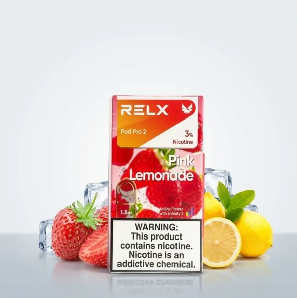 Buy RELX Pod Pro 2 Pink Lemonade 3% in Dubai. Enjoy citrus lemonade flavor, leak-resistant maze coil, and fast UAE delivery. RELX Pod Pro 2 Pink Lemonade 3% in Dubai